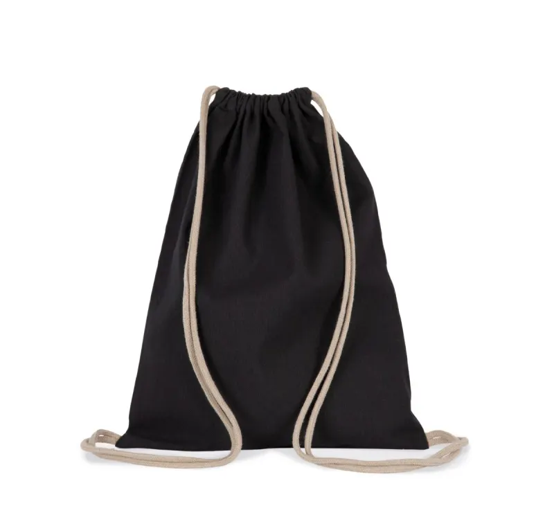 Small recycled backpack with drawstring bag