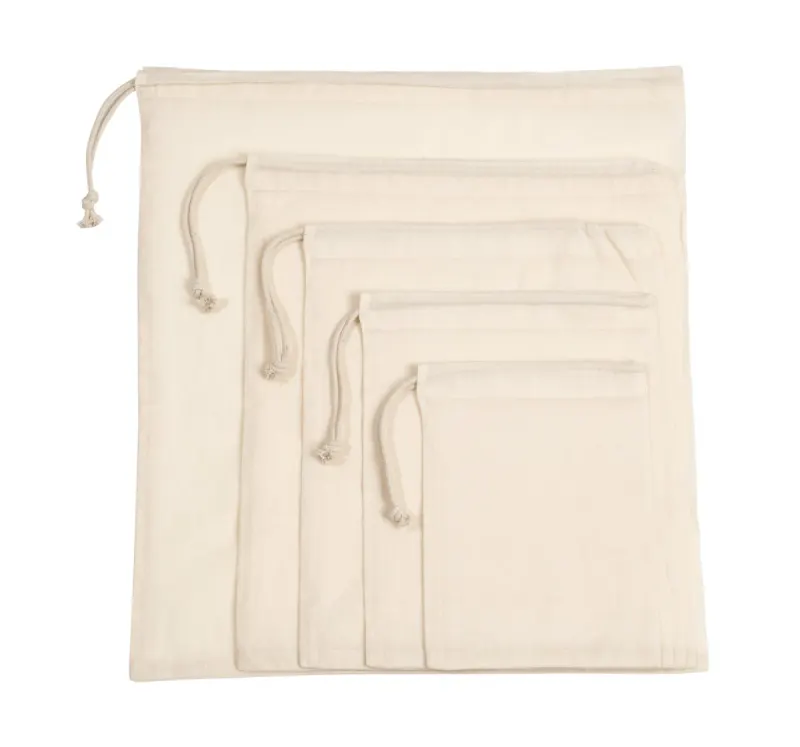 Sliding drawstring bag in organic cotton