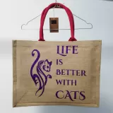 Sacosa iuta cu manere colorate clasic - Classic Jute Shopper — fotografia 6