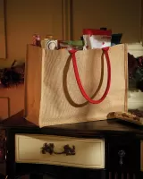 Sacosa iuta cu manere colorate clasic - Classic Jute Shopper — fotografia 3