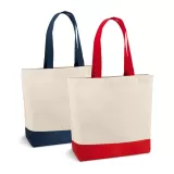 Sacosa din bumbac (280g/m²) cu buzunar interior - manere si fund colorat - Color Bottom - 40 cm x 46cm x 15 cm — fotografia 1