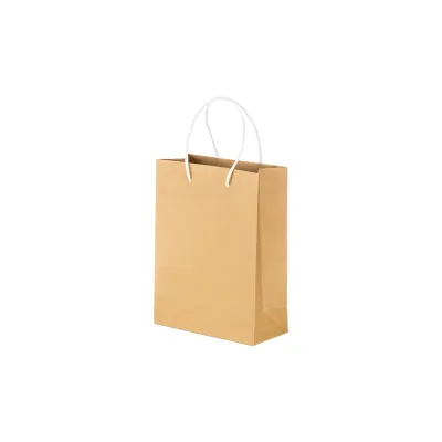 Pungă din hârtie reciclată de 150 g/m², cu pliu lateral și mânere scurte colorate din bumbac reciclat