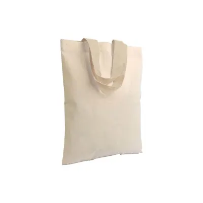 Pungă de cumpărături mini din bumbac natural, de 135 g/m², cu mânere scurte colorate