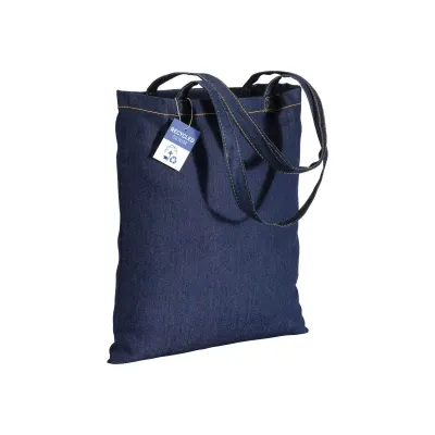 Geantă de cumpărături din denim din bumbac reciclat, 80 g/m², cu mânere lungi