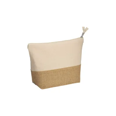 Trusă de cosmetice din bumbac de 290 g/m², cu bază din iută și închidere cu fermoar