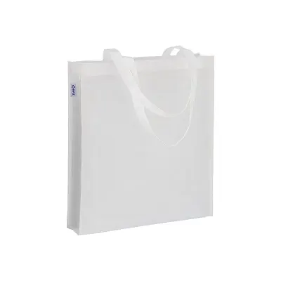 Pungă de cumpărături din R-pet de 80 g/m², cu mânere de 65 cm lungime și pliu lateral