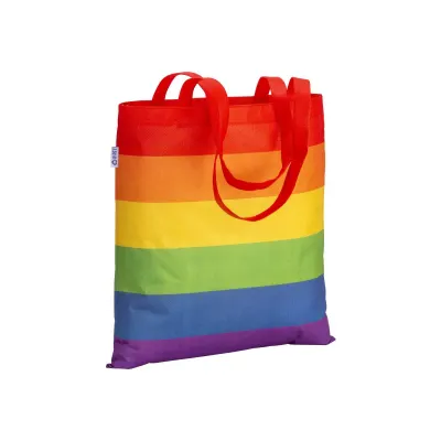 Pungă de cumpărături R-pet „Rainbow” de 80 g/m², cu mânere lungi