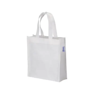 Pungă de cumpărături mini din R-PET de 80 g/m², cu mânere scurte și pliu lateral