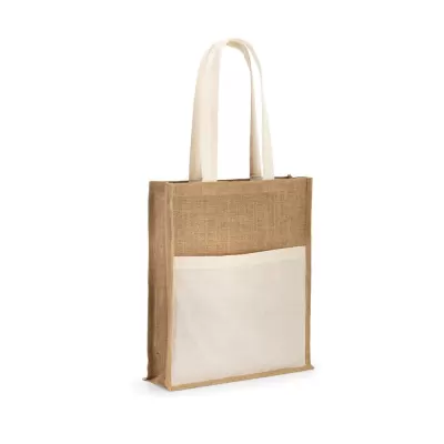 Sacosa de iută cu buzunar din bumbac BRAGA - 37cm x 41cm x 10cm
