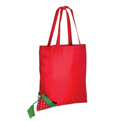 Sacoșă de cumpărături pliabilă din poliester 190T, în formă de căpșună, cu frunză personalizabilă