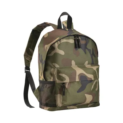 Rucsac de camuflaj din poliester 600D, cu 3 buzunare (un buzunar lateral din plasă). Curele de umăr reglabile