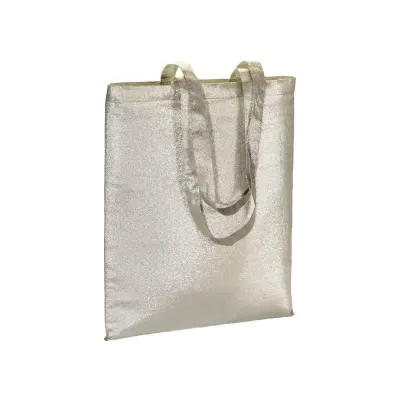 Pungă de cumpărături din policoton strălucitor, 90 g/m², cu mânere lungi