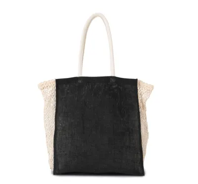 Shopping bag with mesh gusset