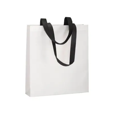 Pungă de cumpărături din material nețesut de 80 g/m², sigilată termic, cu pliu lateral și mânere lungi