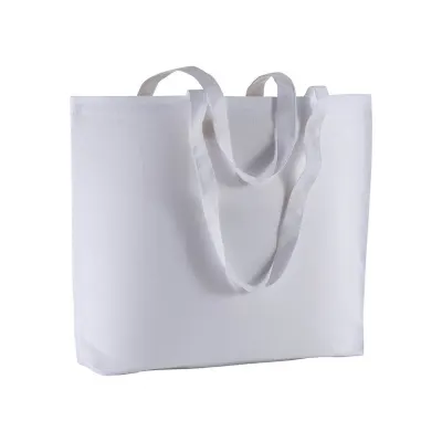 Pungă de cumpărături din bumbac de 135 g/m², cu mânere lungi și întăritură la fund