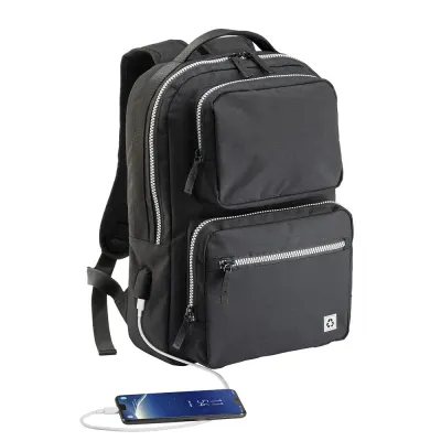 Rucsac pentru laptop din R-pet, cu port USB extern