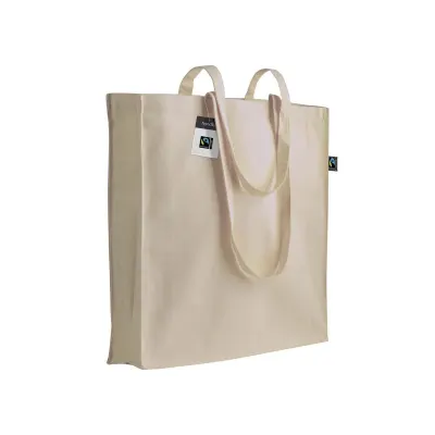 Pungă de cumpărături Fairtrade® de 140 g/m², cu mânere lungi și pliuri