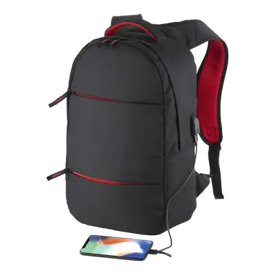 Rucsac din poliester 600D cu compartiment pentru laptop. Compartiment principal pentru laptop și 3 buzunare frontale. Material respirabil