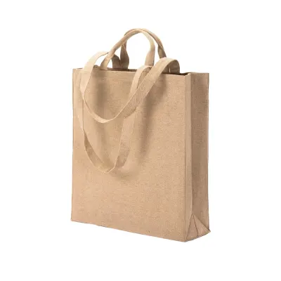 Pungă de cumpărături din bumbac reciclat, de 280 g/m², cu pliuri laterale și mânere duble