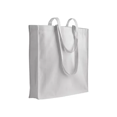 Pungă din bumbac de 180 g/m², cu mânere lungi și pliu lateral