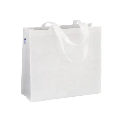 Pungă de cumpărături din R-PET de 80 g/m², cu mânere lungi și pliu lateral