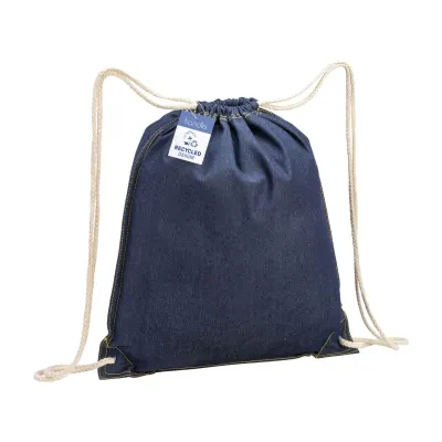 Rucsac din denim de bumbac reciclat, cu șnur de strângere și colțuri întărite