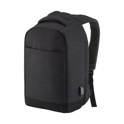 Rucsac pentru computer cu sistem de închidere antifurt, prevăzut cu port USB, confecționat din poliester
