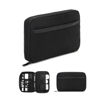 Geantă organizator spațioasă pentru accesorii tehnice din twill cu strat hidrofug și poliester reciclat 600D Yangon