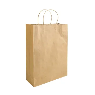 Hârtie 100% reciclată, 100 gr/m², pungă de cumpărături cu pliu lateral din bumbac reciclat din hârtie