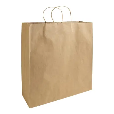 Hârtie 100% reciclată, 100 gr/m², pungă de cumpărături cu pliu lateral din bumbac reciclat din hârtie 100 g/m²