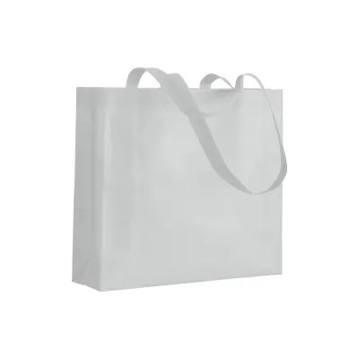 Pungă de cumpărături din material nețesut de 80 g/m², sigilată termic, cu pliu lateral și mânere lungi