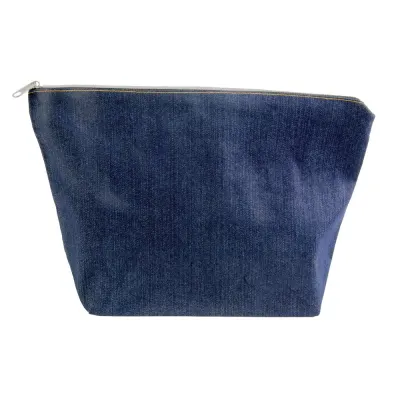Trusă de cosmetice din DENIM de 220 g/m² din bumbac (85% bumbac – 15% poliester), cu închidere cu fermoar