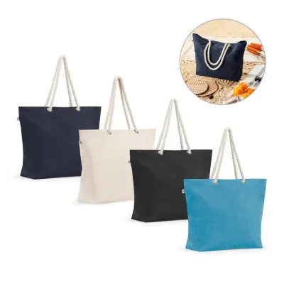 Sacoșă de plajă din bumbac reciclat (70%) și poliester reciclat (30%) (220 g/m²) Athens