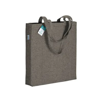 Pungă de cumpărături din bumbac reciclat, 280 g/m², cu mânere lungi și pliuri de întărire