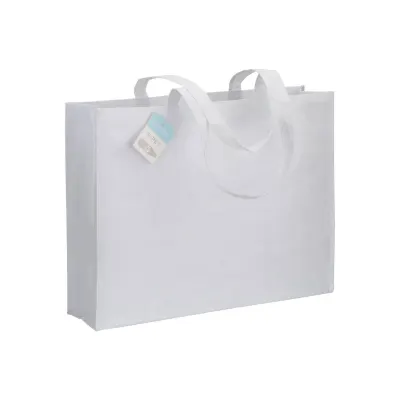 Pungă de cumpărături R-Pet (din plastic reciclat) cu pliu lateral și mâner lung
