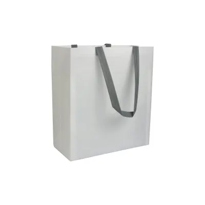 Pungă de cumpărături din material nețesut de 100 g/m², laminată și termosudată, cu pliu de lărgire