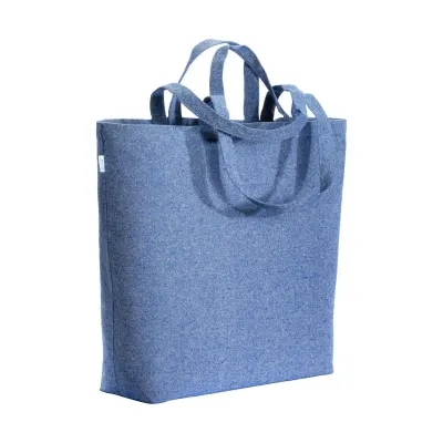 Pungă de cumpărături din bumbac reciclat, de 280 g/m², cu pliu la bază, mânere duble și buzunar interior