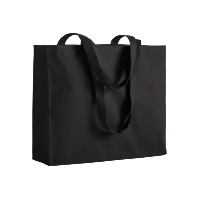 Pungă de cumpărături din bumbac de 200 g/m², cu mânere lungi și pliu lateral