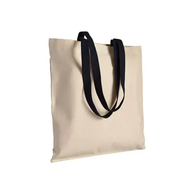 Pungă de cumpărături din bumbac natural, de 220 g/m², cu mânere lungi colorate