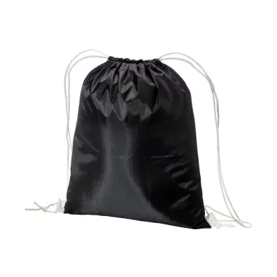 Rucsac din poliester negru 210T, cu închidere cu șnur și șnururi colorate