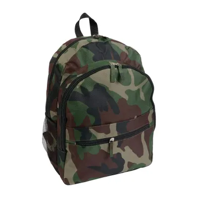 Rucsac din poliester 600D cu 6 buzunare (două buzunare laterale din plasă). Buzunar frontal cu velcro