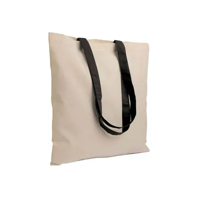 Pungă de cumpărături din bumbac natural, de 135 g/m², cu mânere lungi colorate