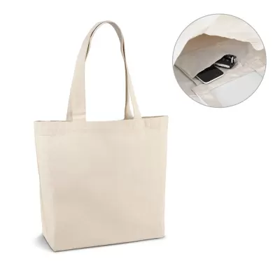 Sacosa cu buzunar interior din pânză de bumbac 100% - 280g/m² - 38cm x 45cm x 10.5 cm