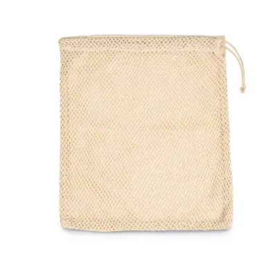 Mesh bag with drawstring bag carry handle