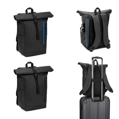 Rucsac Roll Top cu un design cu sistem de fermoare care permite rularea vârfului pentru a se potrivi cu volumul rucsacului, fabricat din poliester reciclat 600D