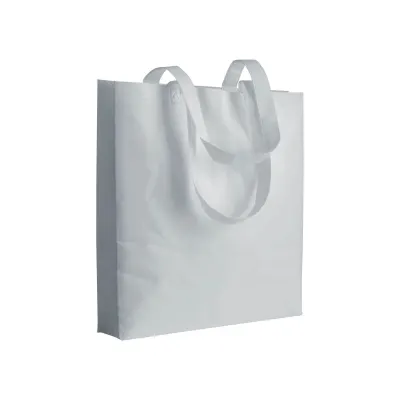 Pungă de cumpărături din material nețesut de 80 g/m², sigilată termic, cu pliu lateral și mânere lungi din non-woven (nețesut)