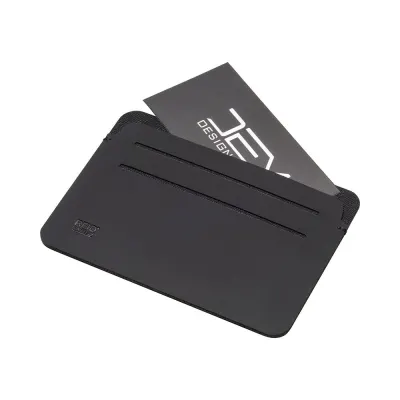 Portcard anti-RFID din PU moale. Cu șase compartimente pentru carduri și logo RFID