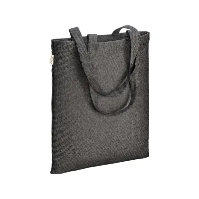 Geantă de cumpărături din bumbac reciclat, 300 g/m², cu efect melanj. Mânere lungi