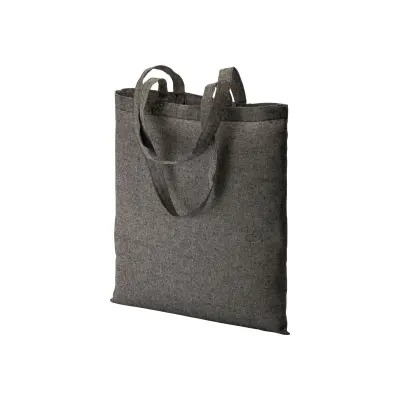 Pungă de cumpărături din bumbac reciclat, 150 g/m², cu efect melanj, cu mânere lungi