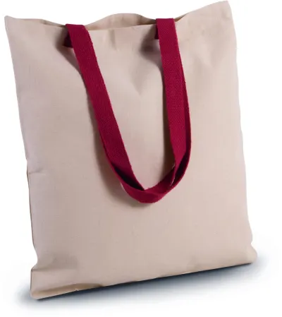 Flat canvas shopping bag with contrast handle